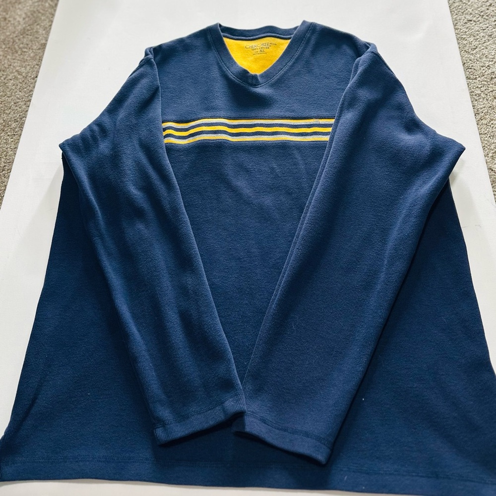 Cherokee Navy and Yellow V-Neck Sweater